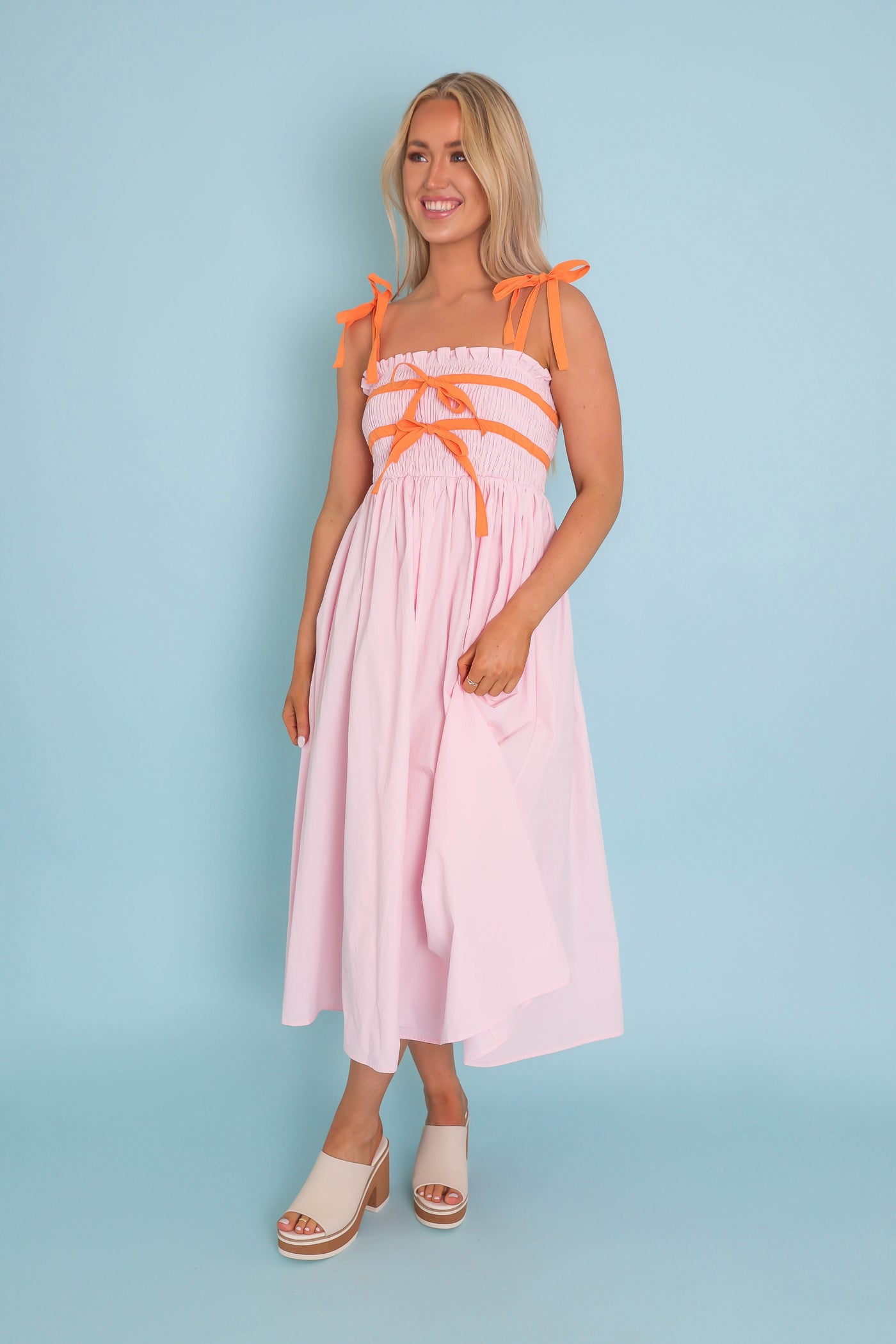 Pink Bow Maxi Dress- Women's Pink Bow Dress- Umgee Pink Dress