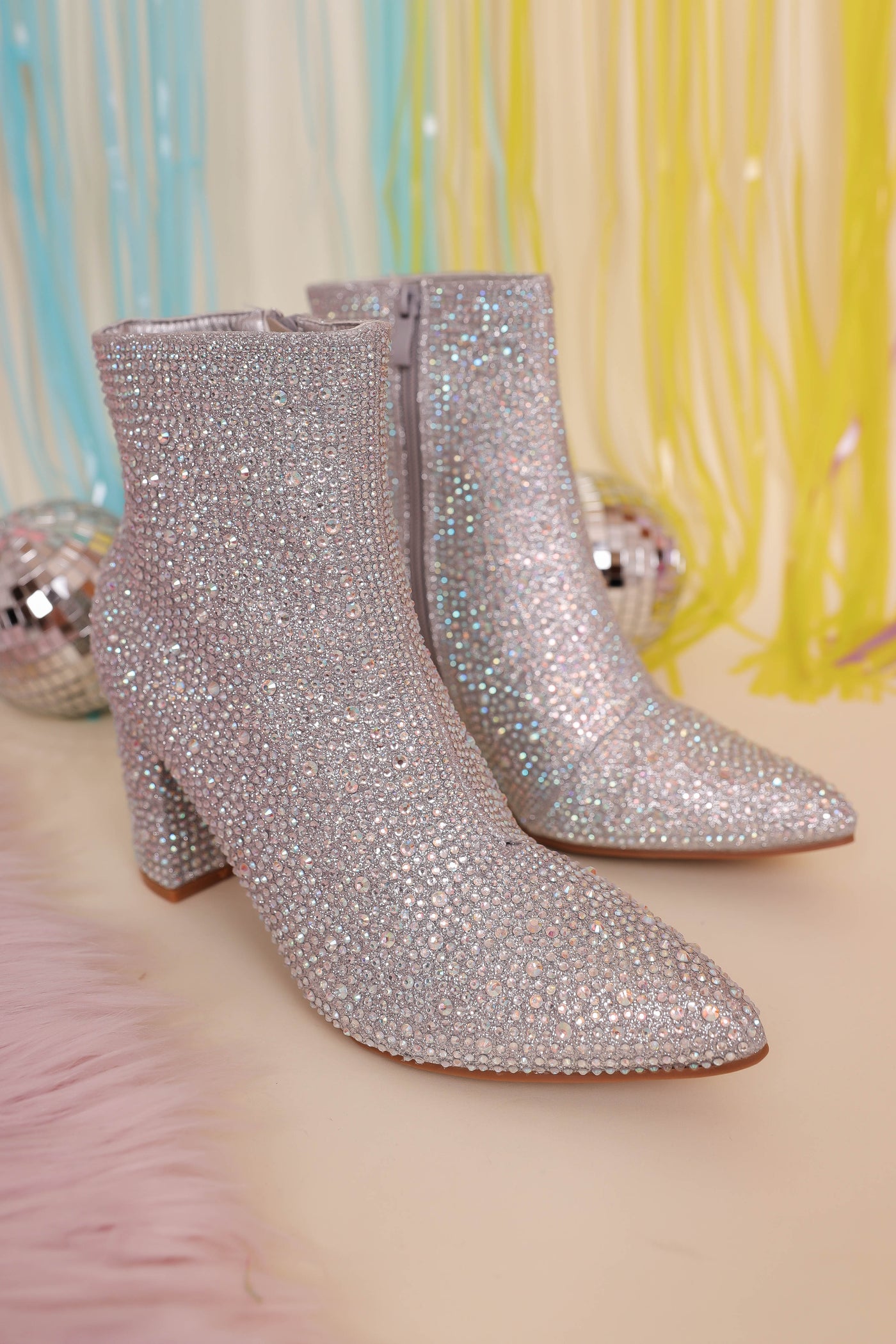 Silver Rhinestone Boots- Silver Rhinestone Booties- Silver Concert Boots- Iceberg 12 Boots