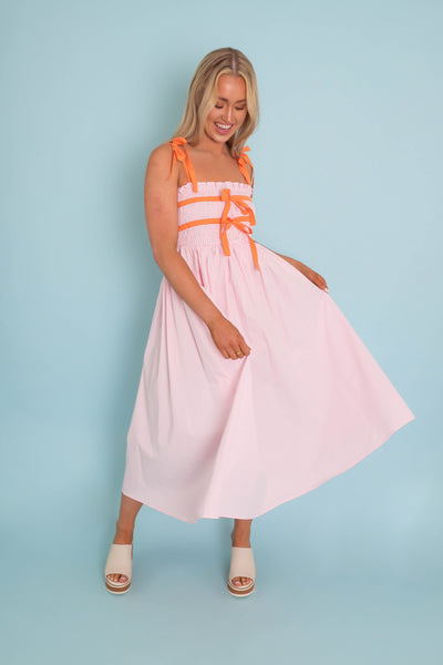 Pink Bow Maxi Dress- Women's Pink Bow Dress- Umgee Pink Dress