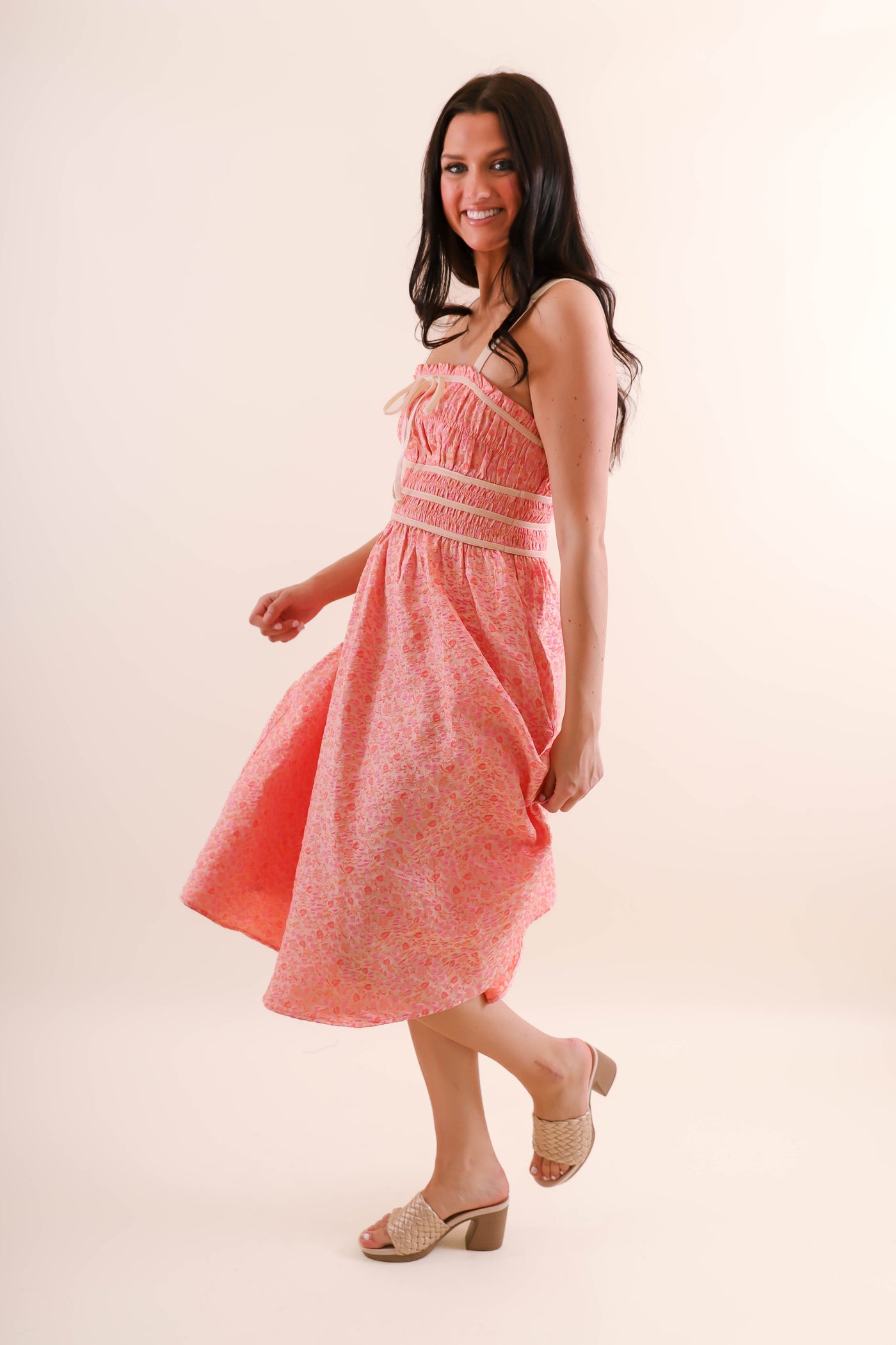 Girls Day Midi Dress-Coral