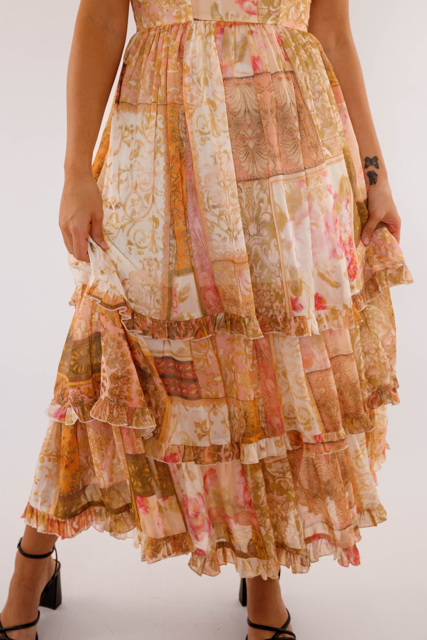 Layered Maxi Dress- Women's Colorful Formal Dress- Sweetheart Neckline Maxi Dress