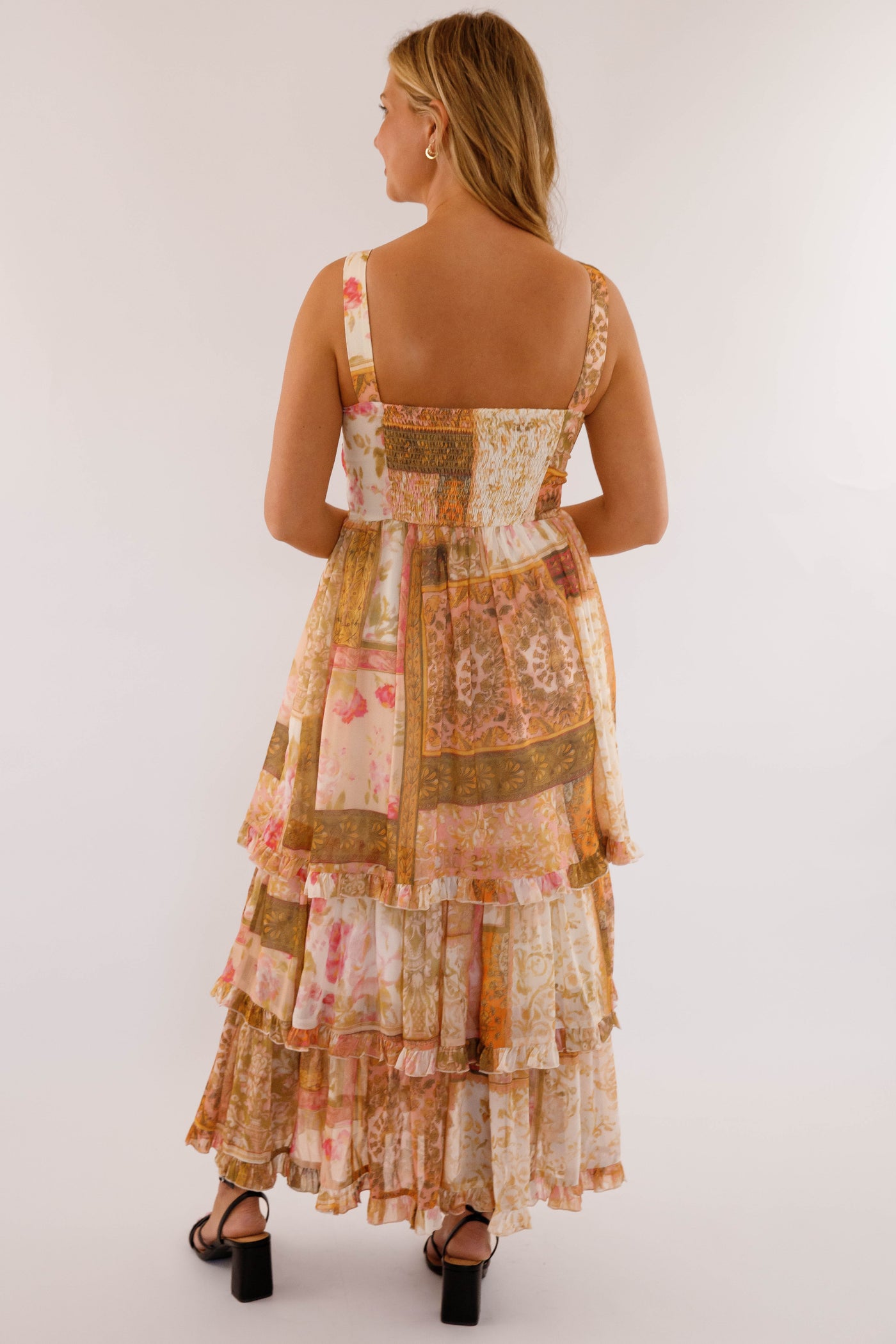 Layered Maxi Dress- Women's Colorful Formal Dress- Sweetheart Neckline Maxi Dress