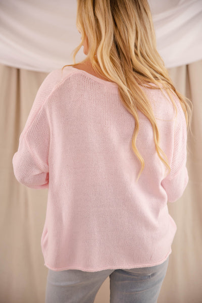 Women's Blush Knit Sweater, Cheers Knit Sweater, Miracle Brand Sweater