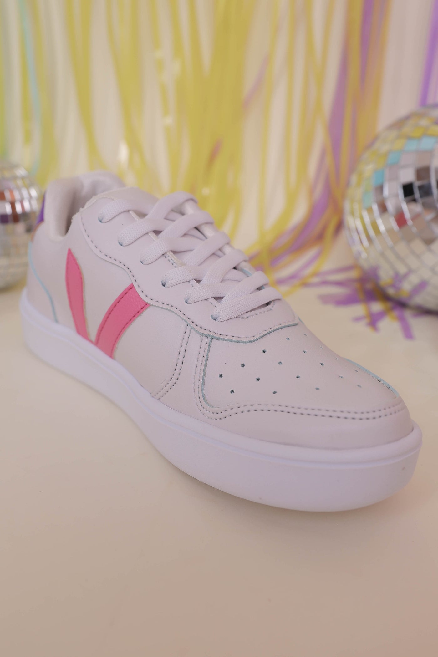 Women's Trendy White Sneakers- V Sneakers- Designer Inspired Sneakers