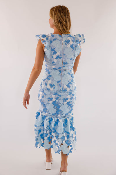 Women's 3D Blue Lace Dress- Women's Formal Cocktail Dress- JustMe Dresses