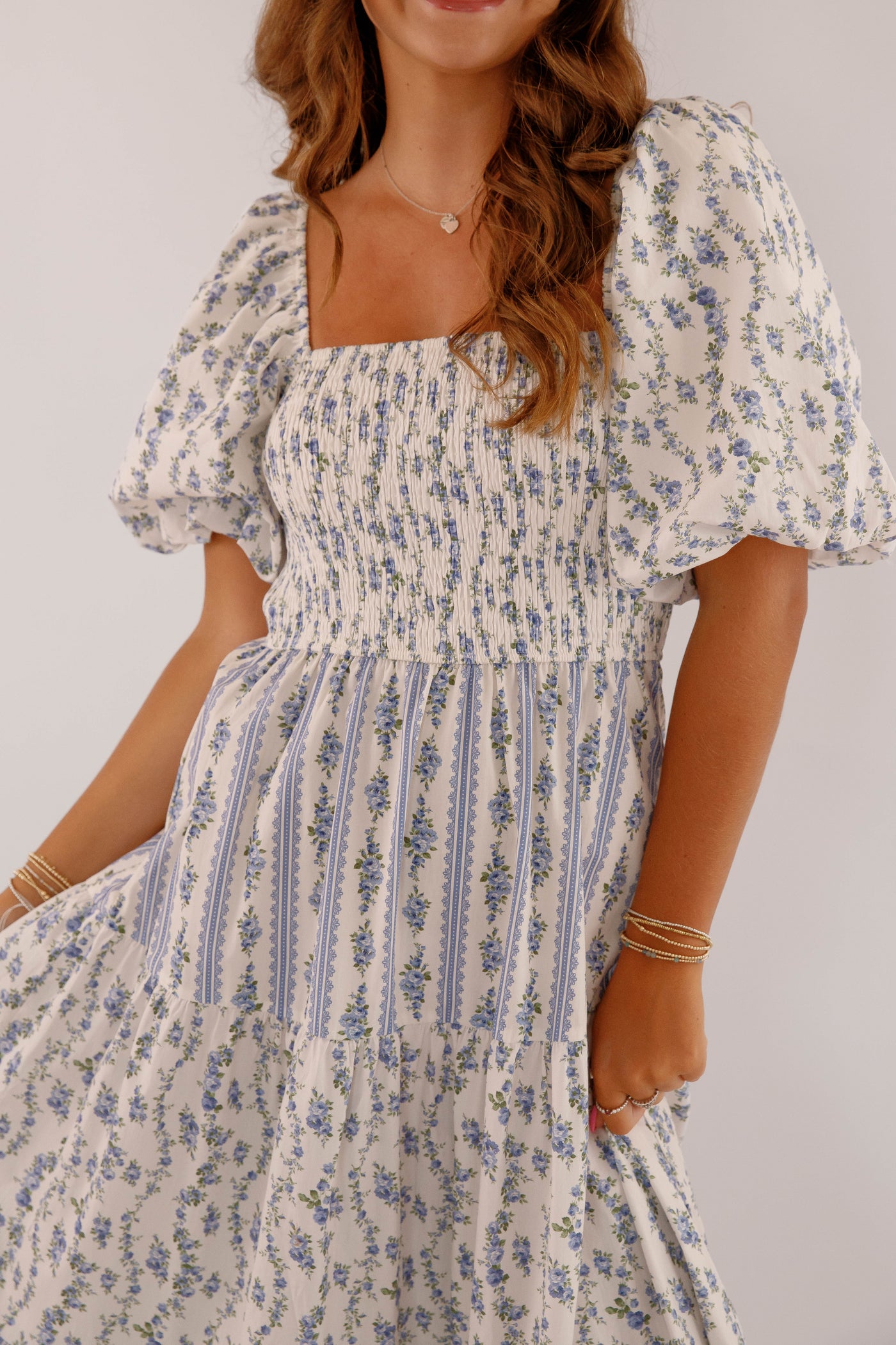 Whimsical Floral Print Maxi Dress- Women's Cottagecore Maxi- PeachLove Dresses