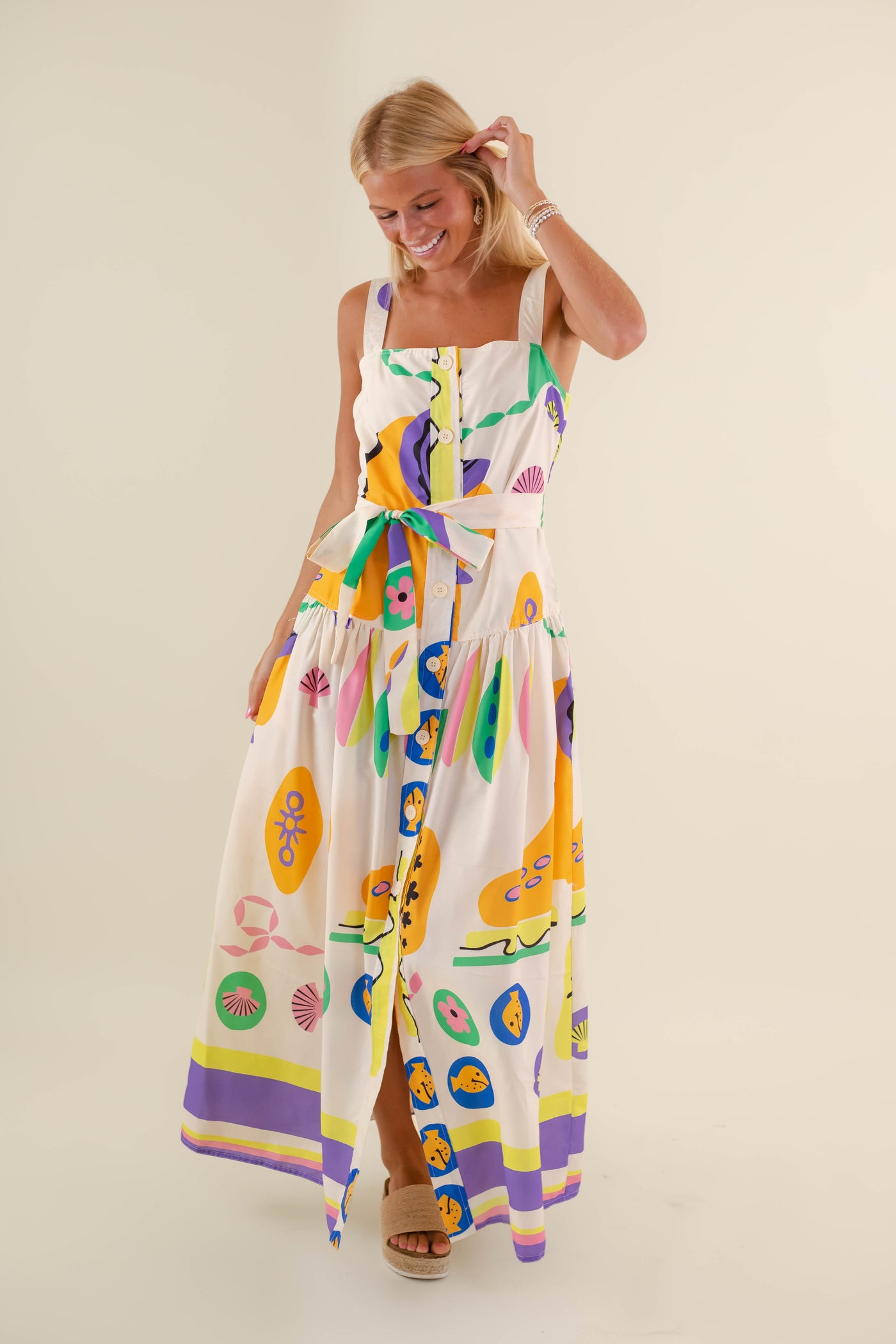 Abstract Print Dress- Women's Colorful Print Dress- European Vacation Dresses