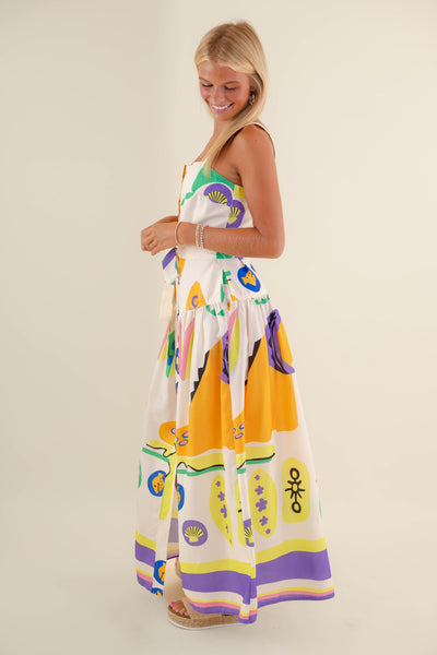 Abstract Print Dress- Women's Colorful Print Dress- European Vacation Dresses