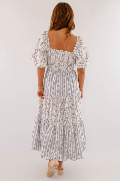 Whimsical Floral Print Maxi Dress- Women's Cottagecore Maxi- PeachLove Dresses