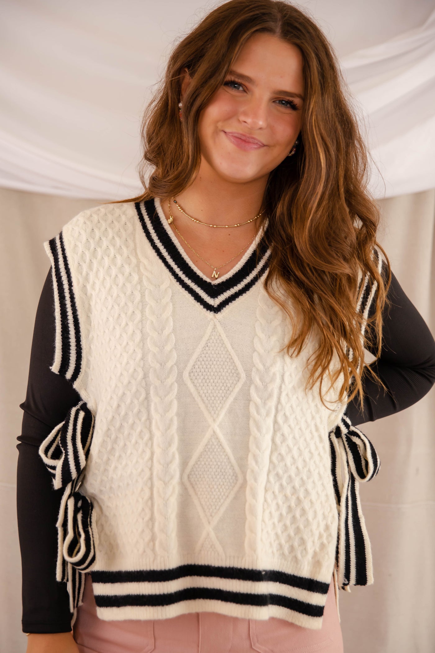 Cable Knit Sweater Vest- Women's Trendy Sweater Vest- &Merci Sweaters