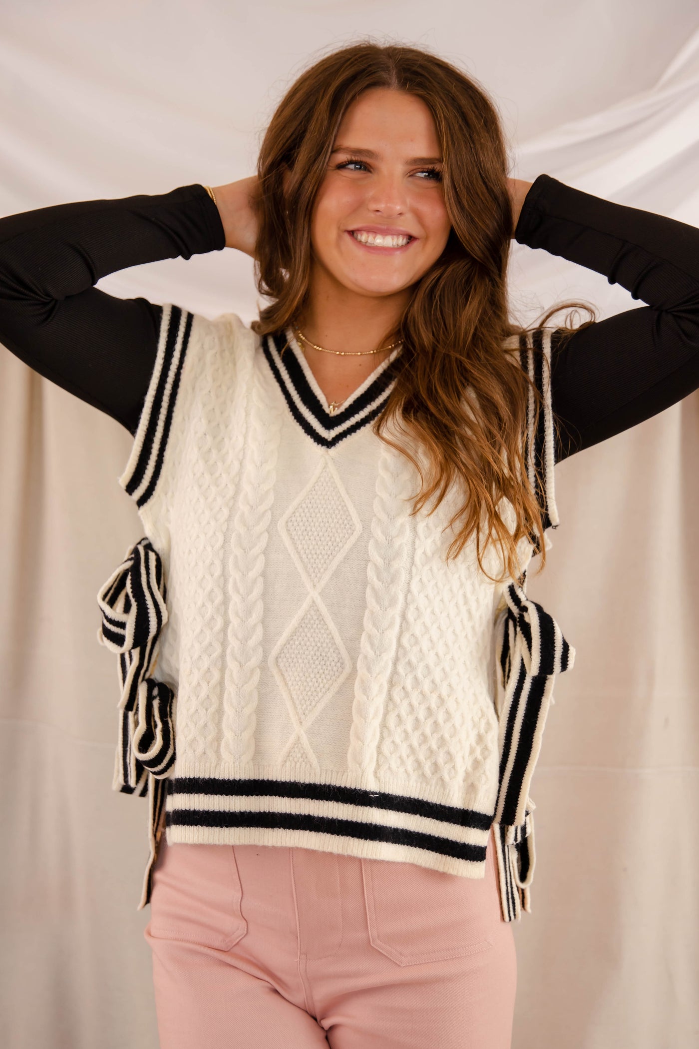 Cable Knit Sweater Vest- Women's Trendy Sweater Vest- &Merci Sweaters