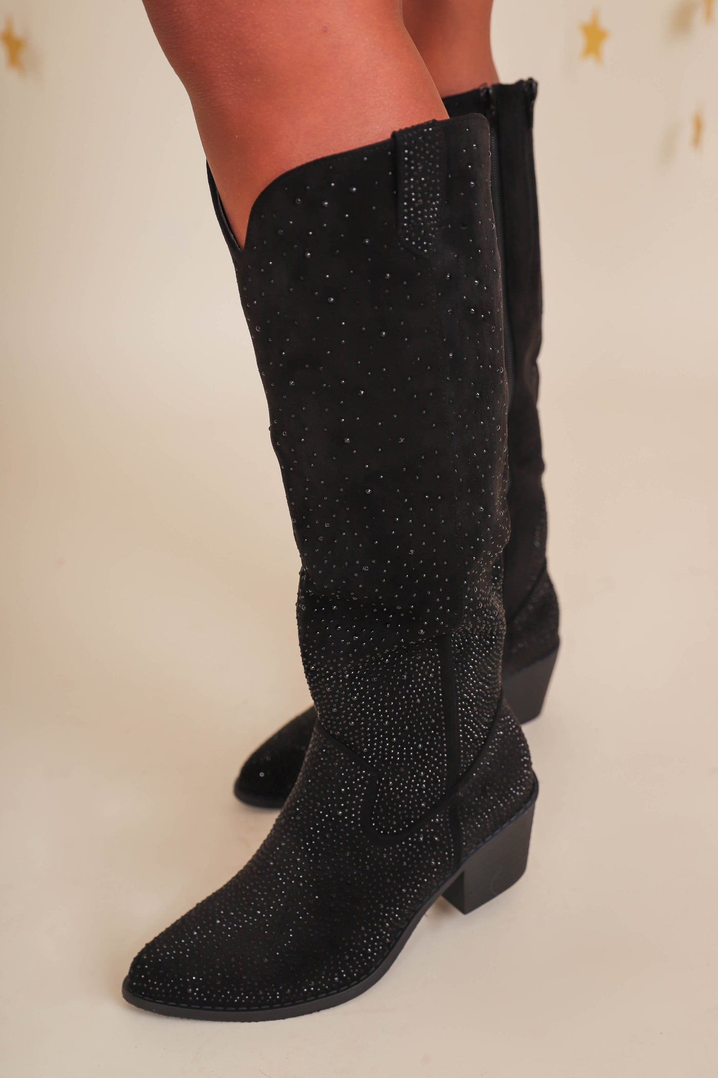  Black Tall Western Boots- Black Rhinestone Boots- Pierre Dumas Black Boots