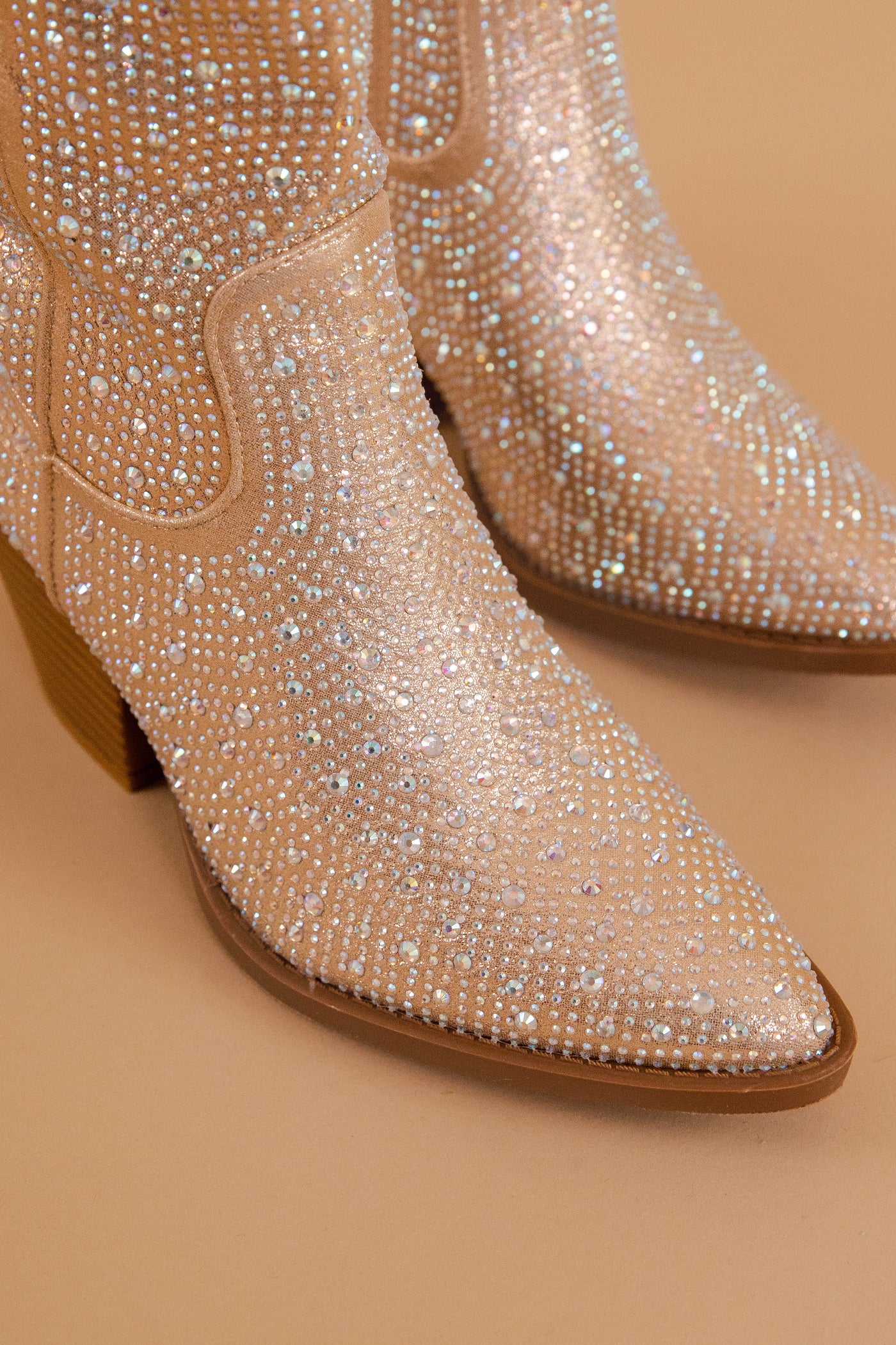 Champagne Rhinestone Boots- Western Style Rhinestone Boots- Tall Rhinestone Boots