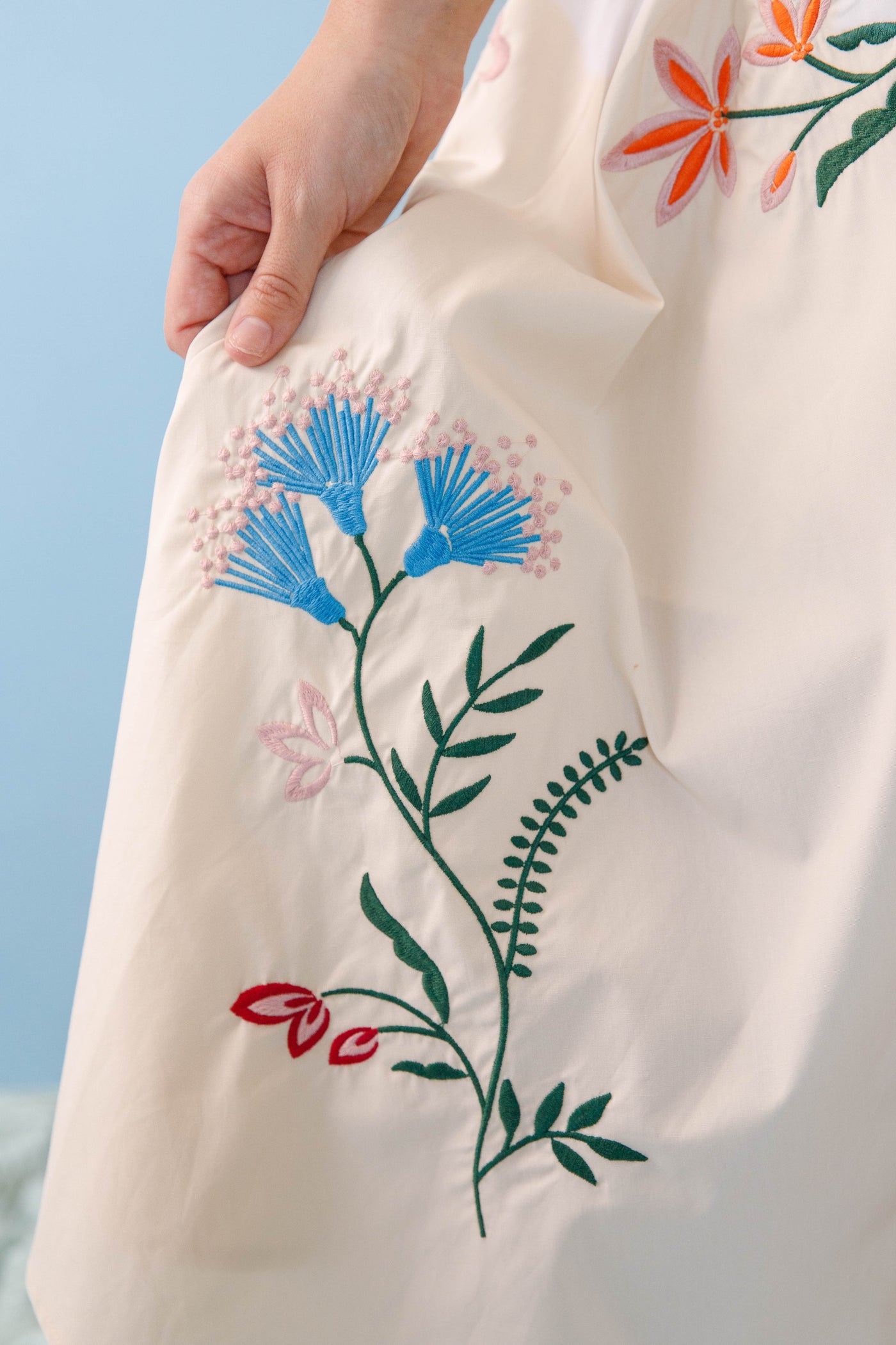 Midi Flare Skirt- Two Piece Embroidered Set- Mable Floral Set