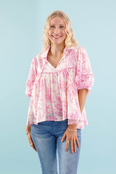 RESTOCK: Listen To the Wind Blouse-Pink