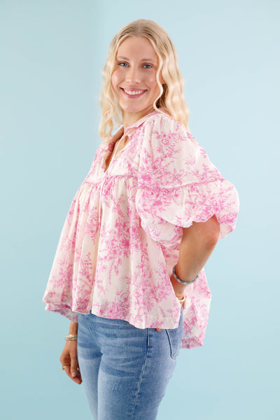 RESTOCK: Listen To the Wind Blouse-Pink