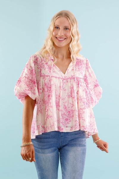 RESTOCK: Listen To the Wind Blouse-Pink