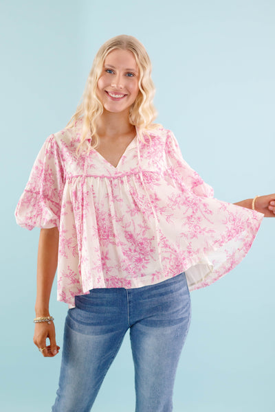 RESTOCK: Listen To the Wind Blouse-Pink
