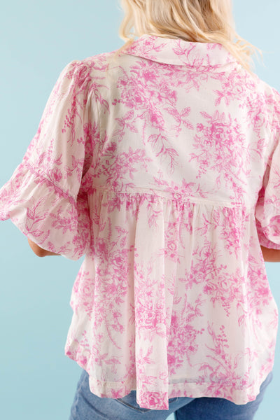 RESTOCK: Listen To the Wind Blouse-Pink