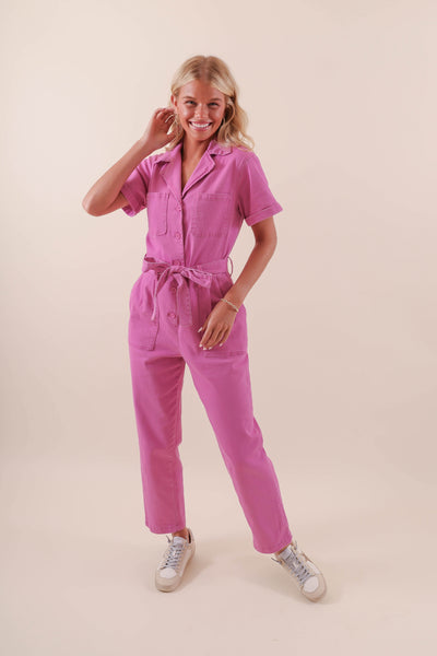 Magenta Jumpsuit- Women's Purple Utility Jumpsuit- Women's Cotton Jumpsuit- Skies Are Blue Jumpsuit