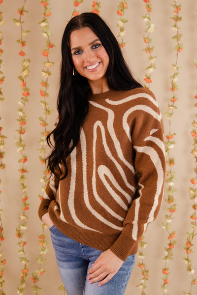 Women's Swirl Design Sweater- Women's Trendy Winter Sweaters