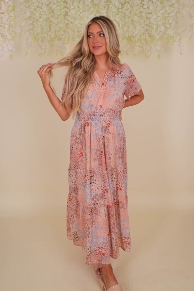 Printed Chiffon Maxi Dress- Women's Printed Dresses- See And Be Seen Maxi Dress