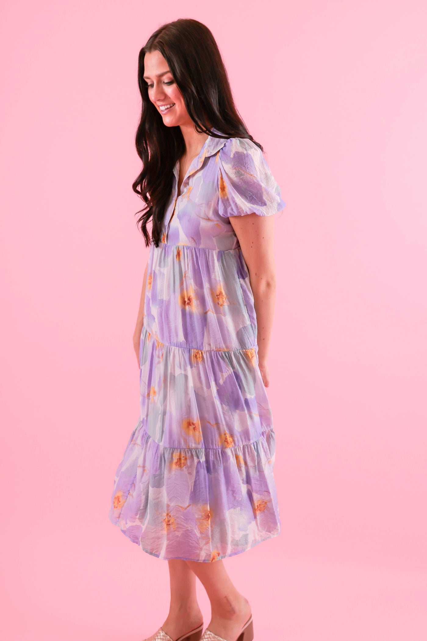 Lavender Floral Midi Dress- TCEC Floral Dress