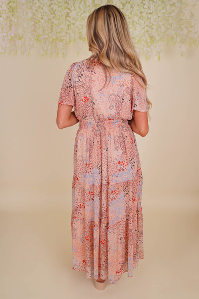 Printed Chiffon Maxi Dress- Women's Printed Dresses- See And Be Seen Maxi Dress