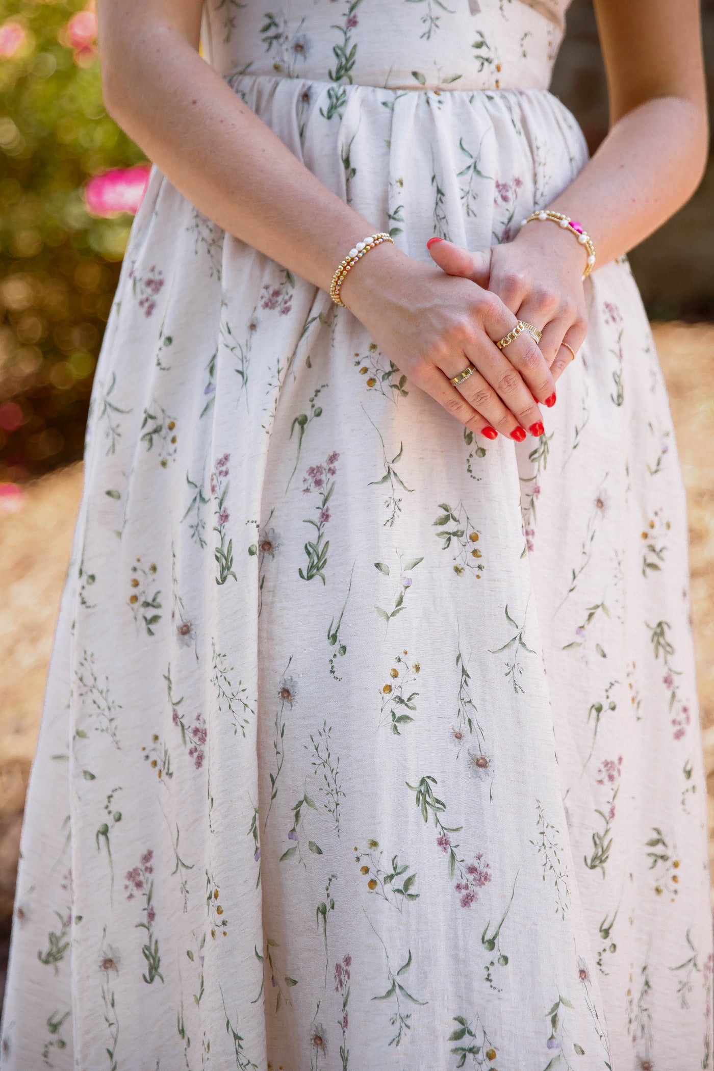 Fitted Floral Midi Dress- Women's Elegant Midi Dress- Aureum Floral Midi Dress