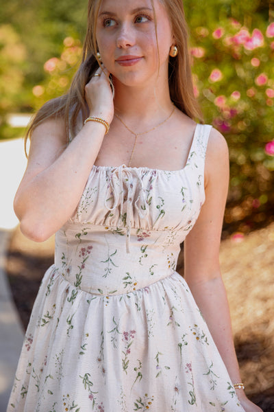 Fitted Floral Midi Dress- Women's Elegant Midi Dress- Aureum Floral Midi Dress