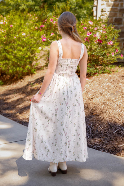 Fitted Floral Midi Dress- Women's Elegant Midi Dress- Aureum Floral Midi Dress