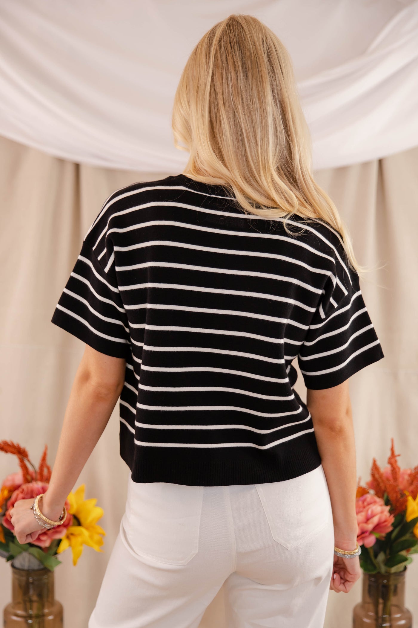 Stripe Boxy Sweater Top- Women's Cashmere Feel Sweater- Wishlist Sweaters