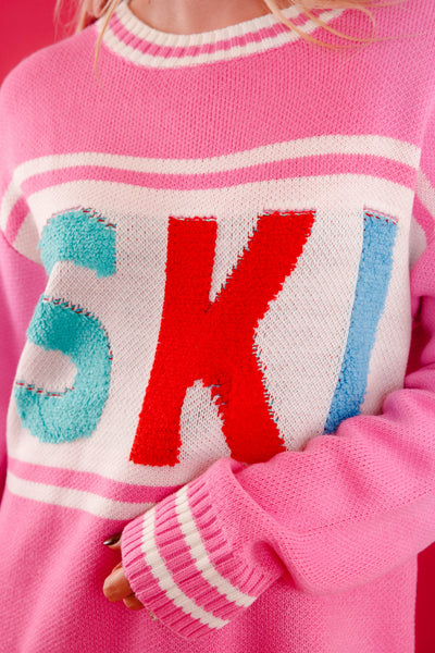 Colorful Oversized Sweater- Women's SKI Sweater- Women's Winter Ski Sweater