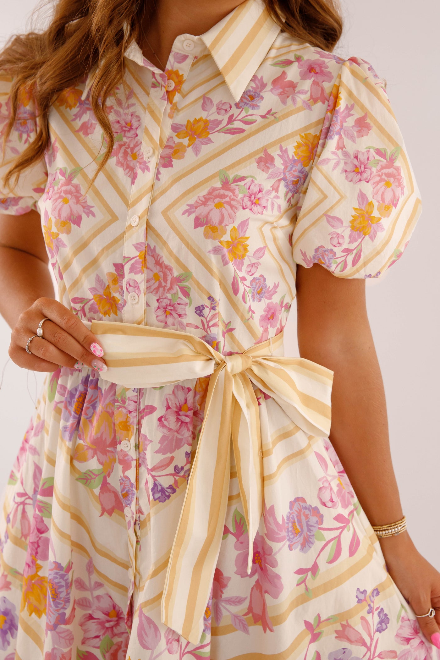 Floral Cotton Button Down Dress- Women's Vibrant Maxi Dress- Flying Tomato Dresses