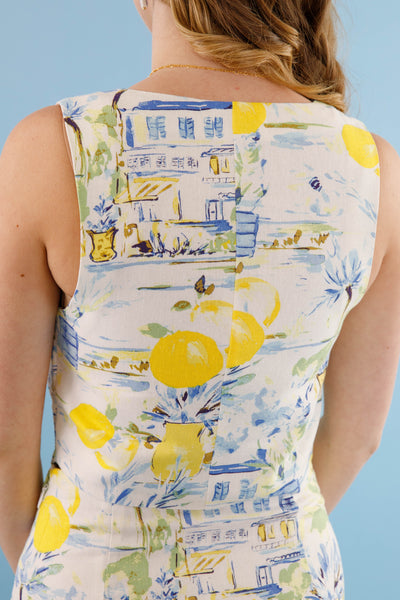 Women's Matching Set- Lemon Print Top and Skirt- Sugarlips Set