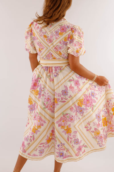 Floral Cotton Button Down Dress- Women's Vibrant Maxi Dress- Flying Tomato Dresses