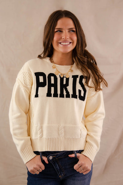 Women's Knitted Paris Sweater- Cable Knit Paris Sweater- Aaron and Amber Paris Sweater