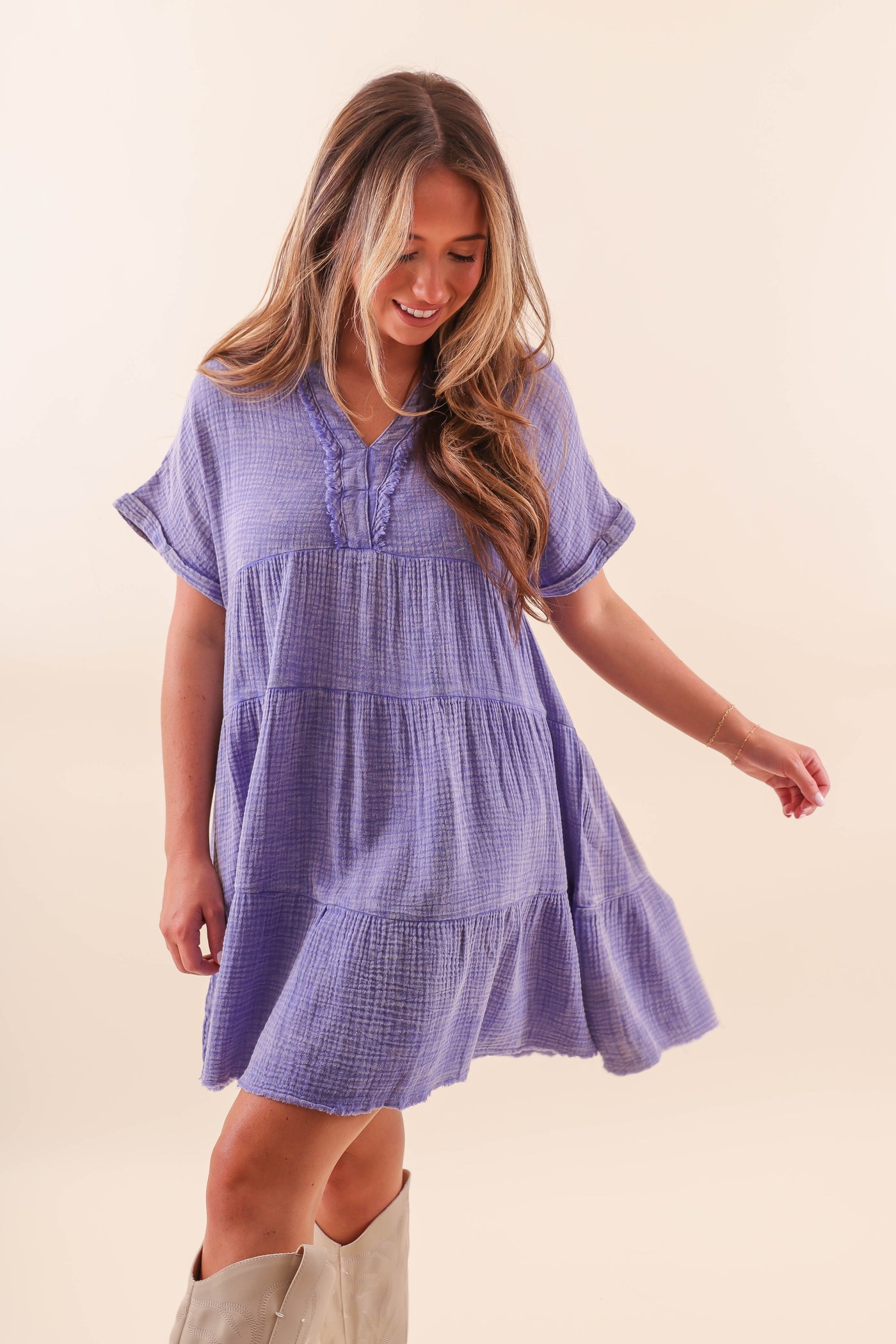 Mineral Wash Tiered Dress- Women's Oversized Dresses- Umgee Mineral Wash Tunic