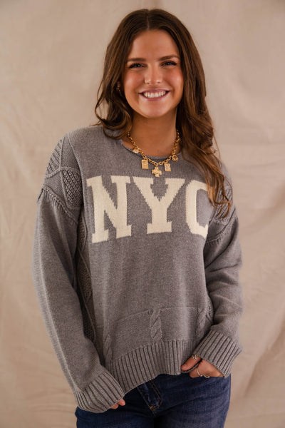 Women's Knitted NYC Sweater- Cable Knit New York Sweater- Aaron and Amber Paris Sweater