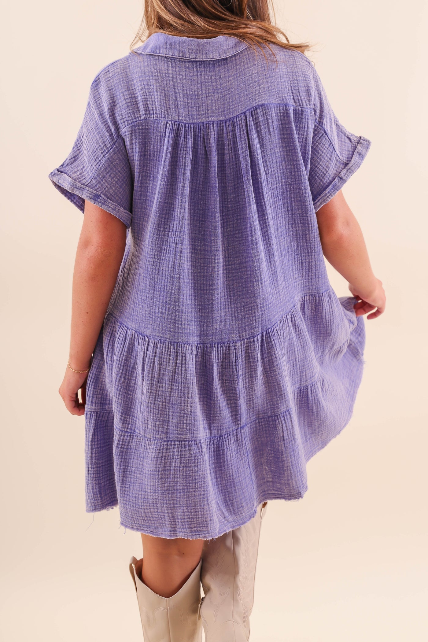 Mineral Wash Tiered Dress- Women's Oversized Dresses- Umgee Mineral Wash Tunic