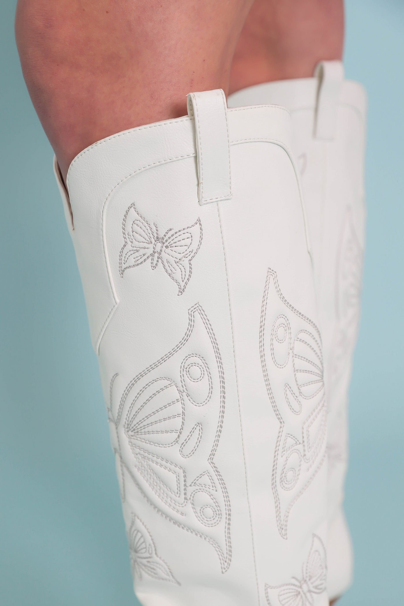 Butterfly Embroidered Western Boots- White Butterfly Boots- Billini USA