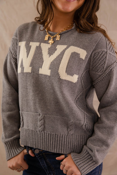 Women's Knitted NYC Sweater- Cable Knit New York Sweater- Aaron and Amber Paris Sweater