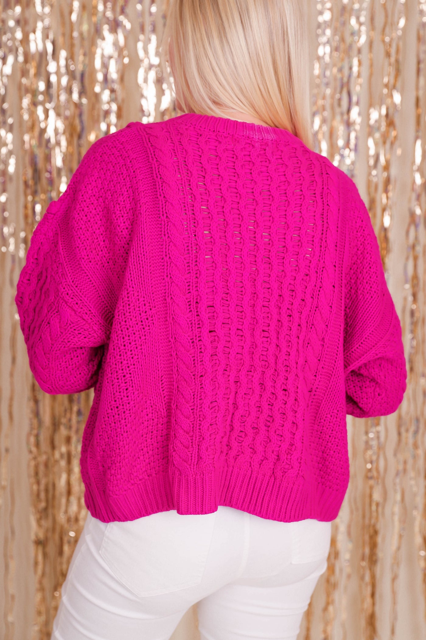 Women's Pink Cable Knit Sweater- Women's Cozy Fall Sweaters- &Merci Sweaters