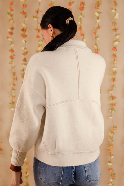 Women's Sweater Jacket- Women's Ivory Winter Coat- Women's Preppy Winter Tops