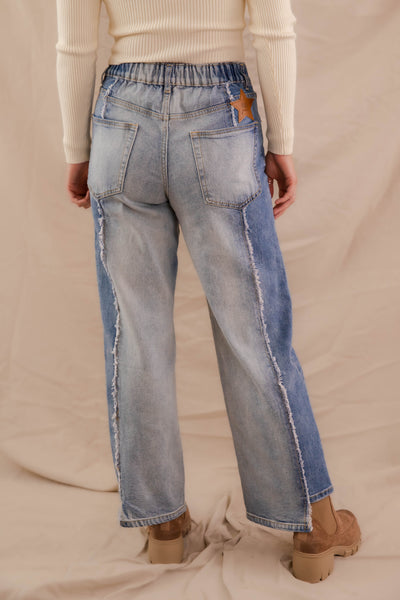 Frayed Mineral Wash Jeans- Women's Trendy Jeans- Women's Vintage-Inspired Denim