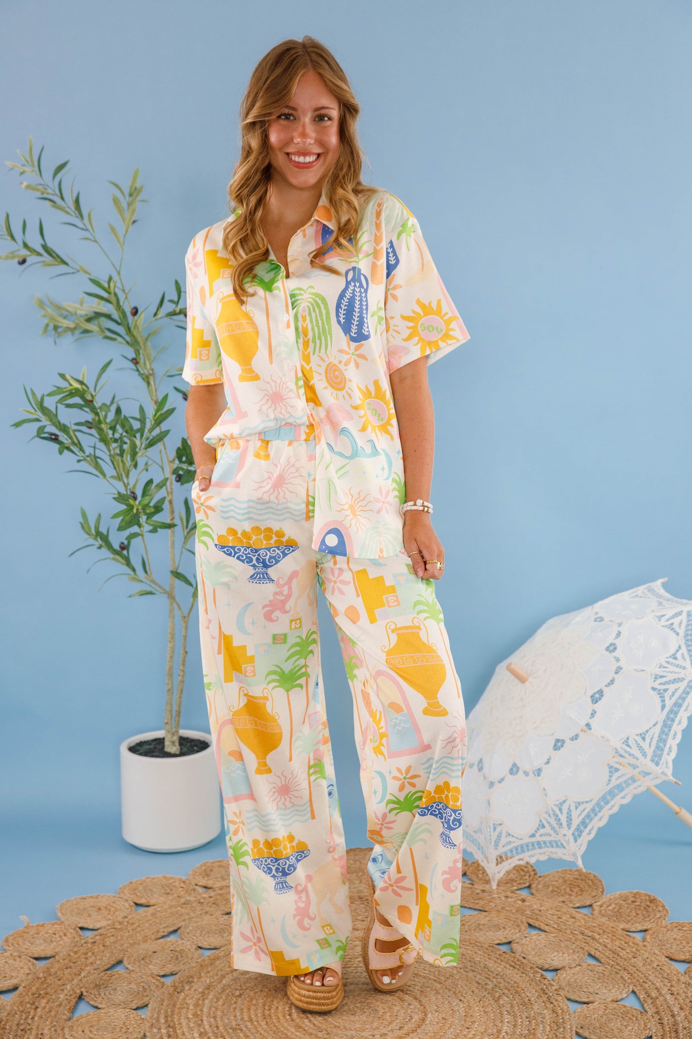 Women's Printed Matching Set- Women's Vacation Two Piece Set- Women's European Summer Outfits