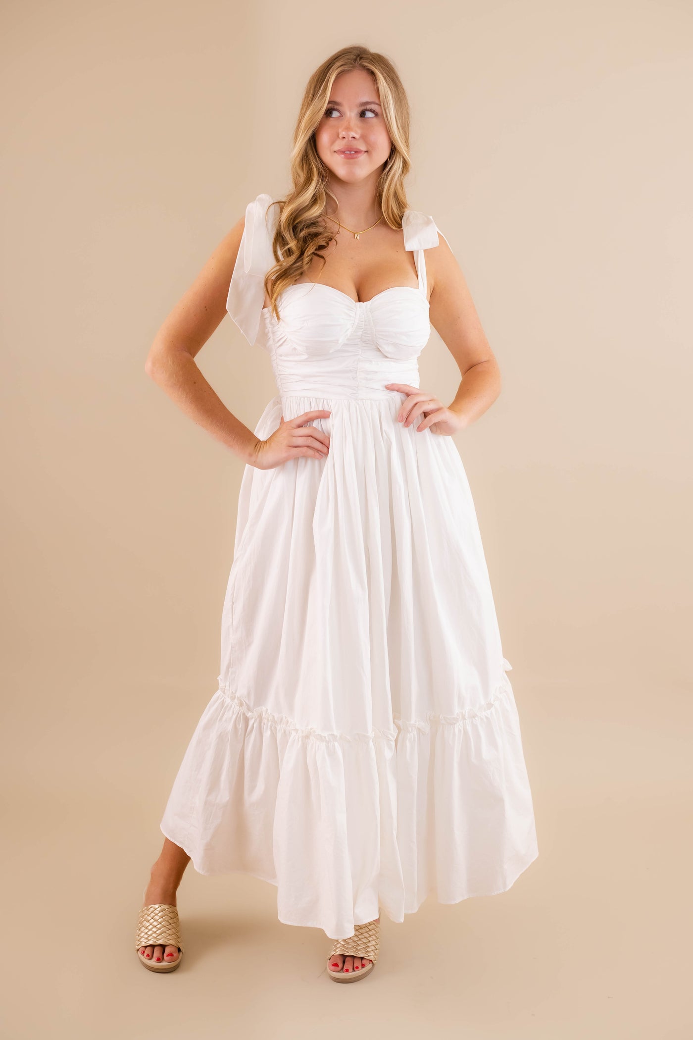 Women's Elegant White Dress- Women's Photoshoot Dresses- Mable Maxi Dress