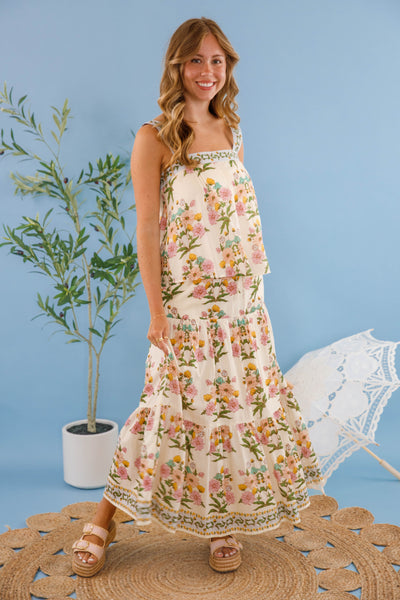 Bila77 Maxi Skirt- Women's Printed Cotton Skirt- Women's Cotton Two Piece Set