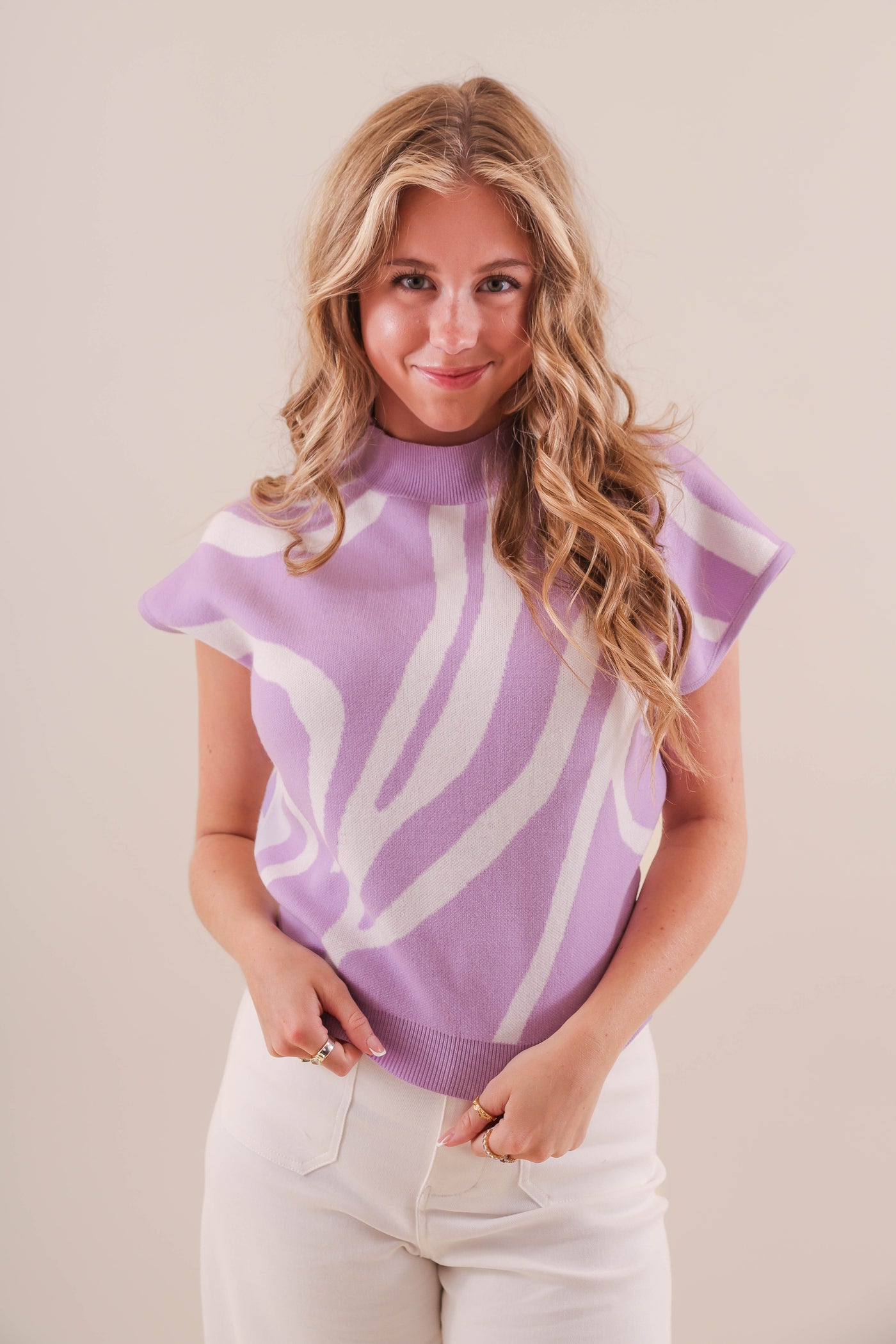 Women's Purple and White Blouse- Women's Preppy Tops- Eesome Tops