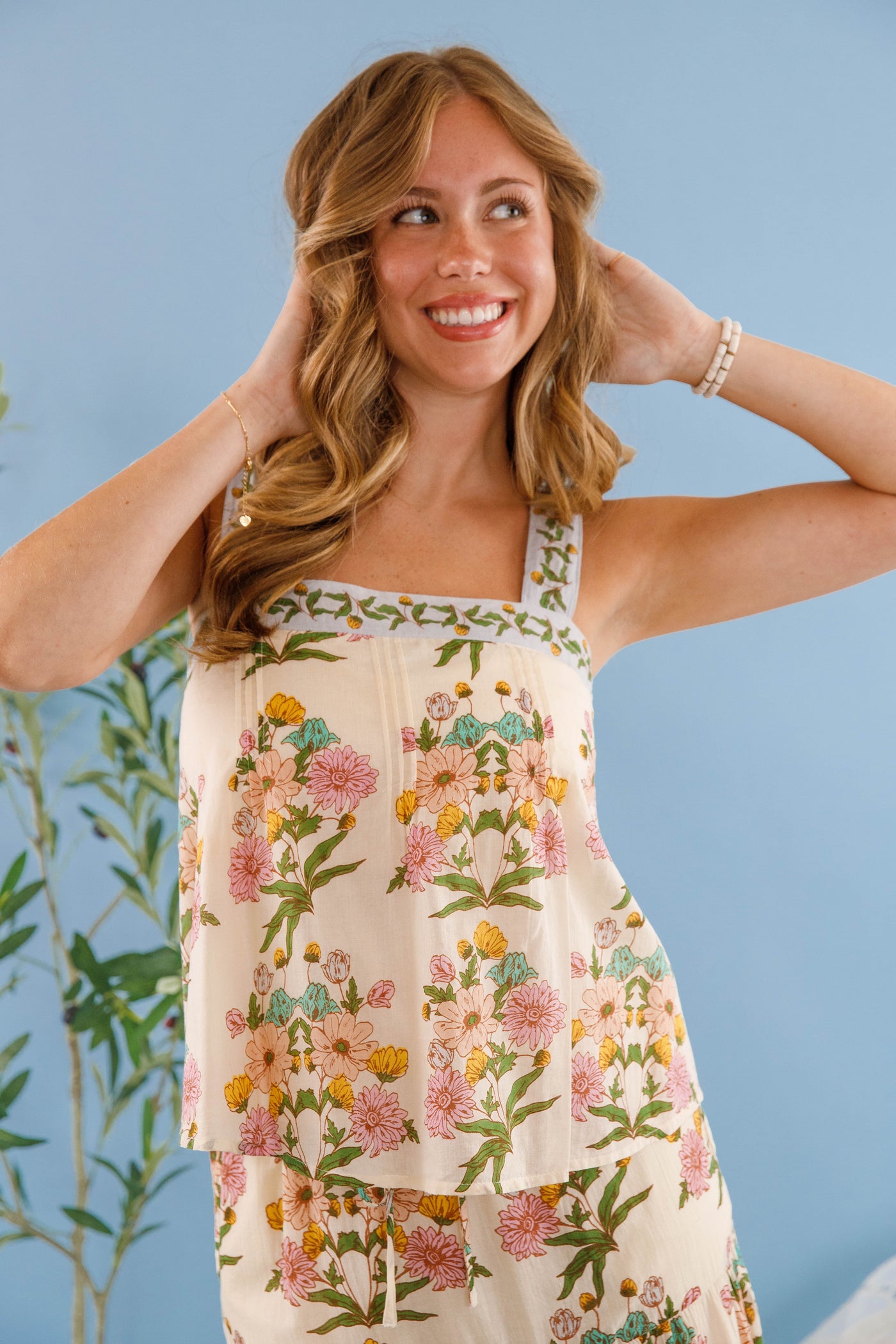 Bila77 Blouse- Women's Printed Cotton Top- Women's Cotton Two Piece Set